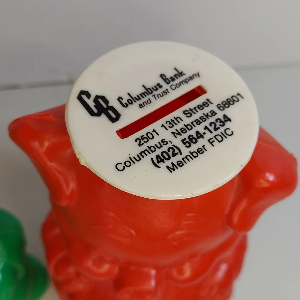 Vintage Green and  Red Plastic Sailor Dressed Pig Piggy Bank‎ Monroe Columbus NE
